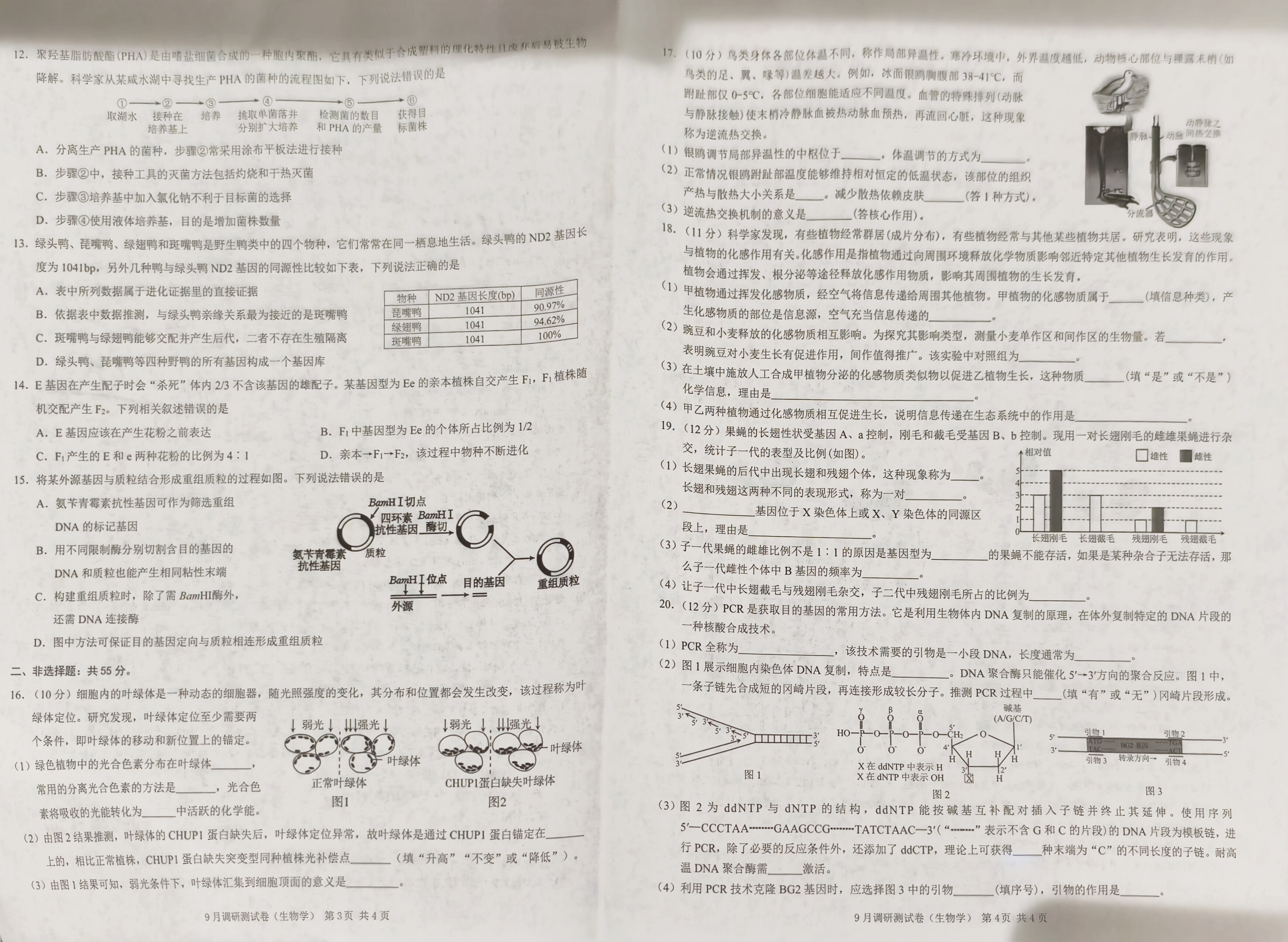 全国名校2026届高三月考滚动卷(一)第一次月考·生物AH答案