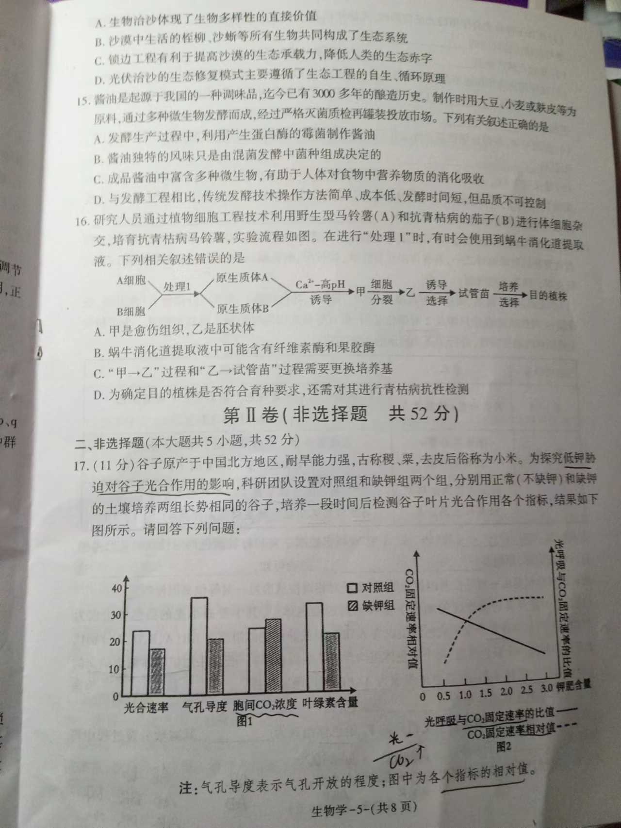 [九师联盟]2026届9月高三开学考生物学X答案