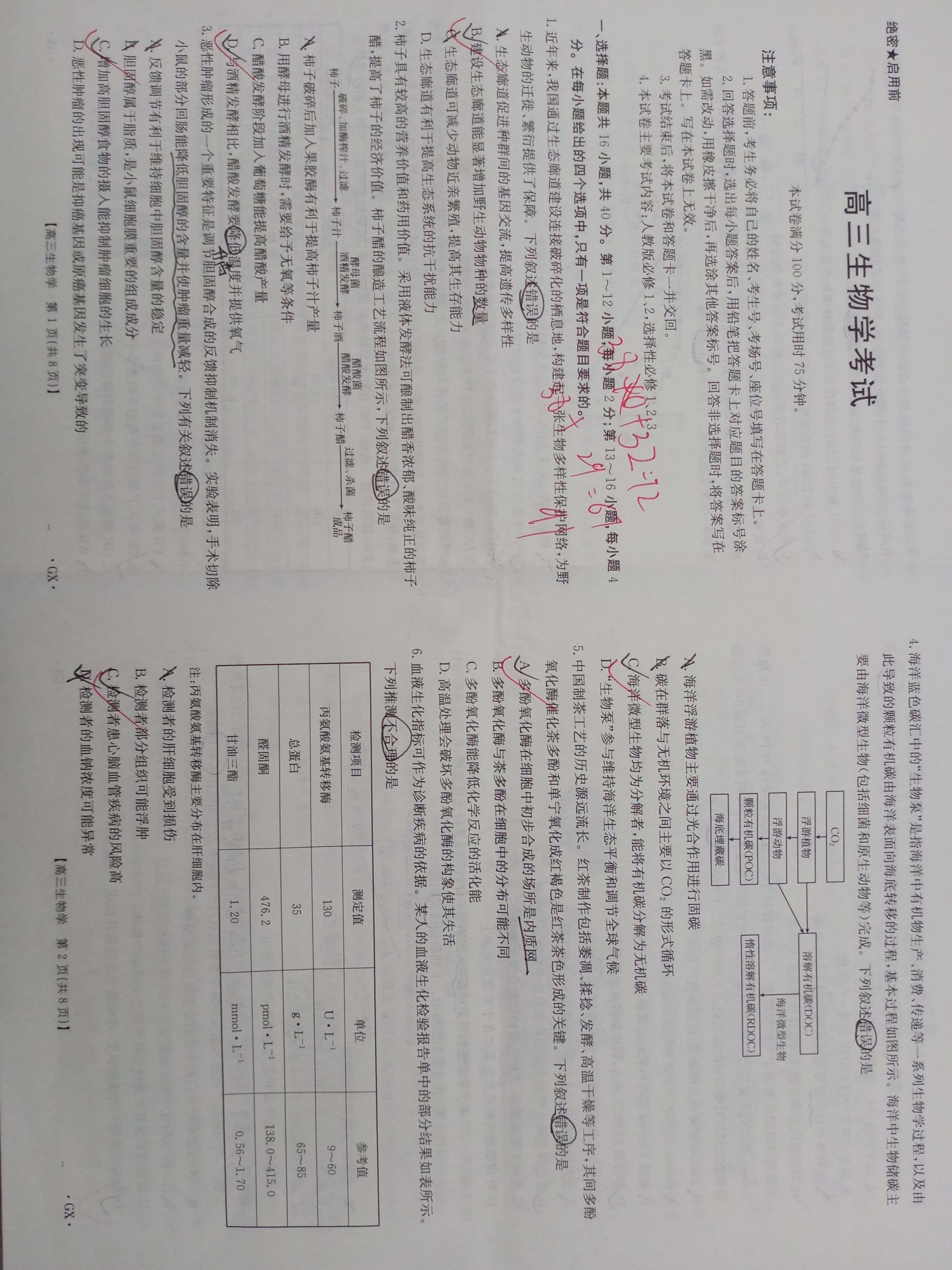 陕西省2025-2026学年度第一学期开学收心检测卷八年级（Y）生物（苏教版）答案